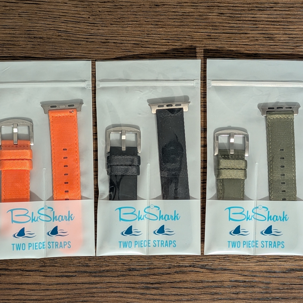 BluShark Apple Watch Straps Set - Orange, Black, Green